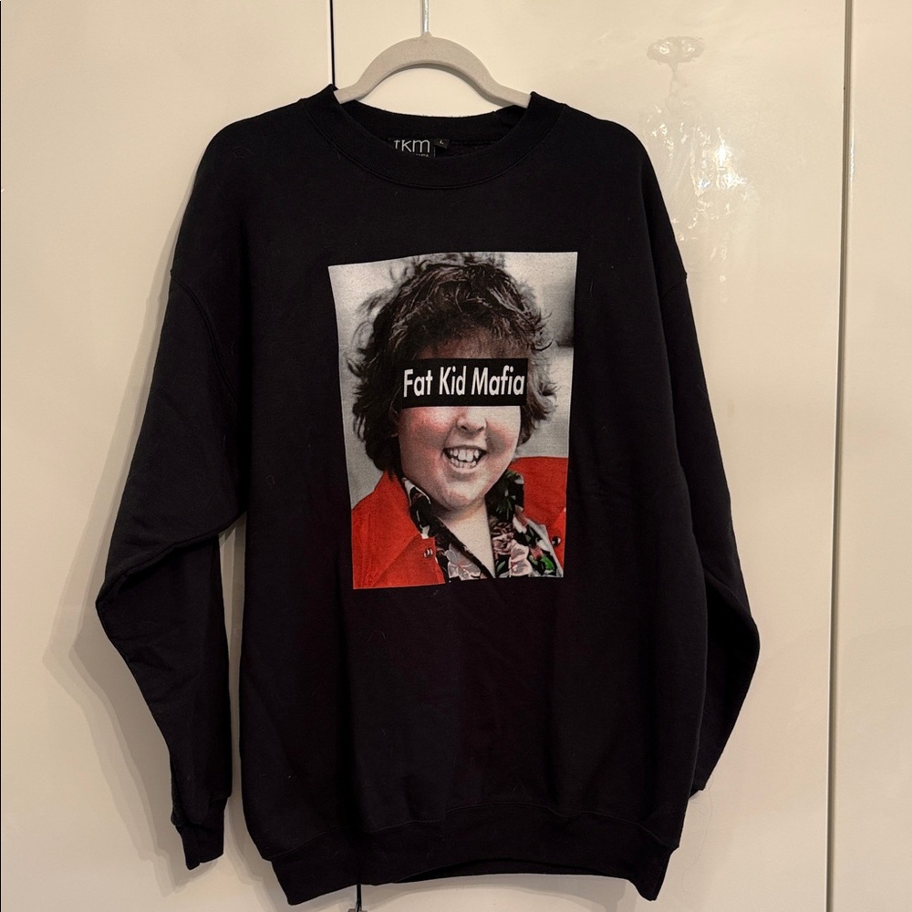 Black Graphic Sweatshirt with Red Accent
